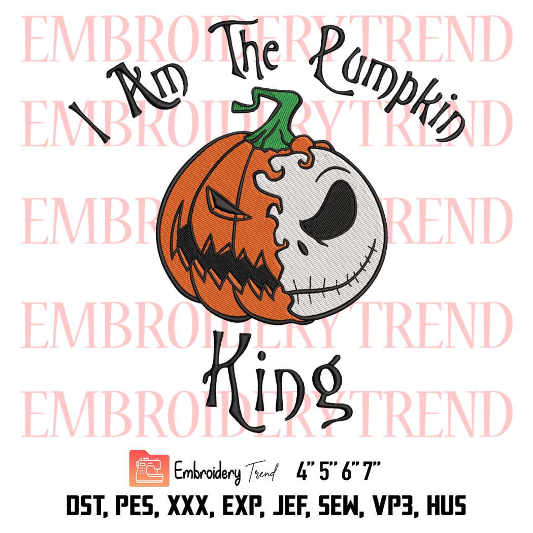 Pumpkin Monster Halloween Embroidery, I Am The Pumpkin King Embroidery, Jack Skellington Embroidery, Embroidery Design File