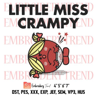 Mr. Men And Little Miss Embroidery, Little Miss Crampy Cute Cartoon Gift Embroidery, Embroidery Design File