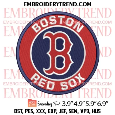 MLB Boston Red Sox Embroidery Design, Baseball Logo Machine Embroidery Digitized Pes Files