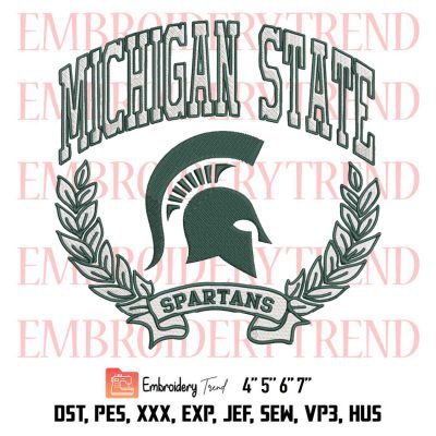 The Michigan State University Embroidery, Michigan State Spartan Embroidery, Embroidery Design File