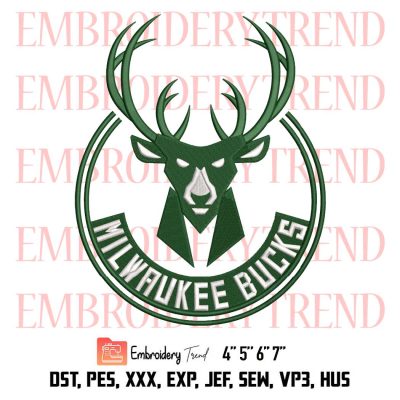 Milwaukee Bucks Embroidery, NBA Logo Embroidery, Sport Embroidery, Embroidery Design File