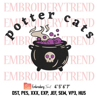 Potter Cats Halloween Embroidery, Harry Potter Embroidery, Cat Witches Embroidery, Spooky Gift Embroidery, Embroidery Design File