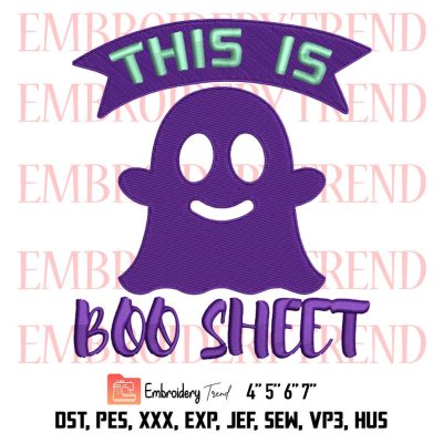 This Is Boo Sheet Halloween Embroidery, Ghost Purple Funny Embroidery, Embroidery Design File