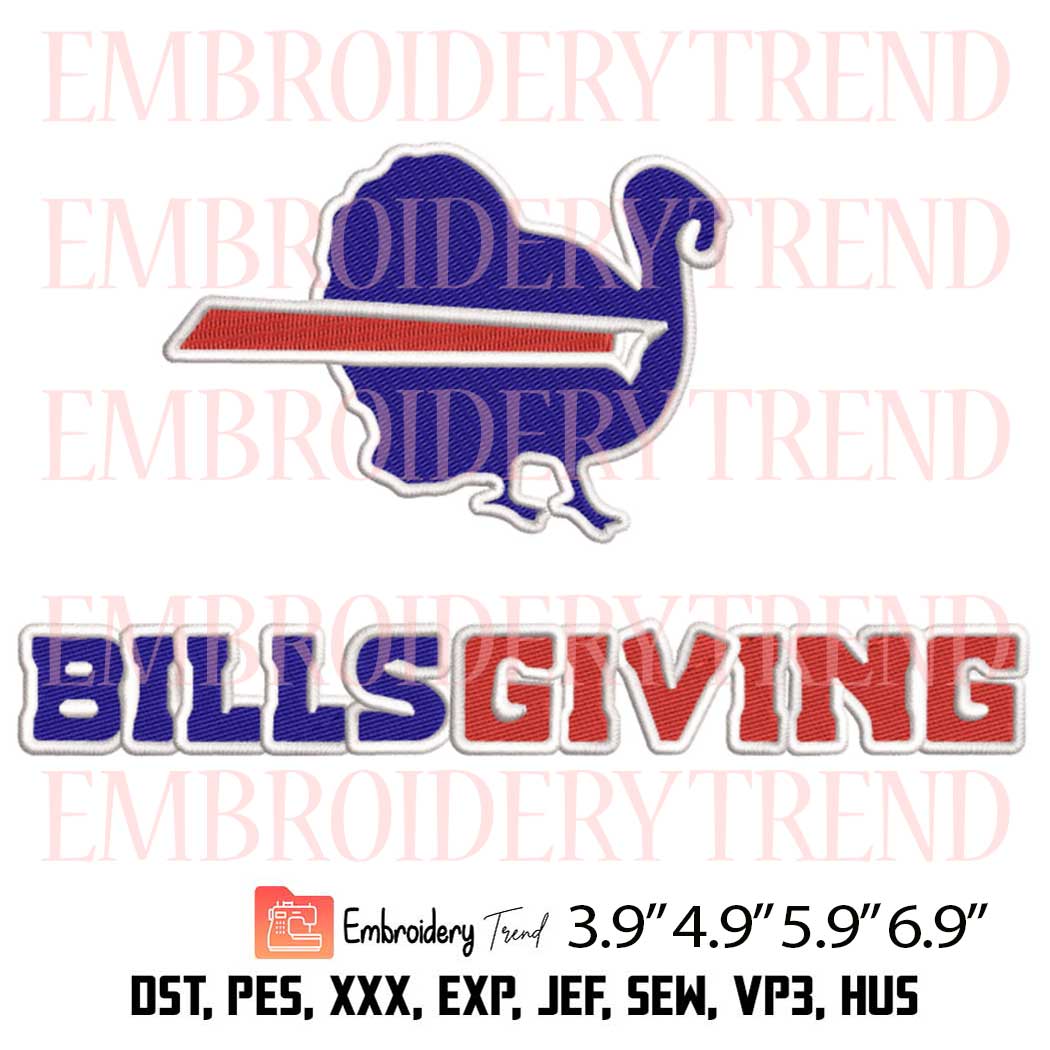 Billsgiving Thanksgiving Embroidery, Chicken Football Embroidery, Buffalo Football Embroidery, Embroidery Design File