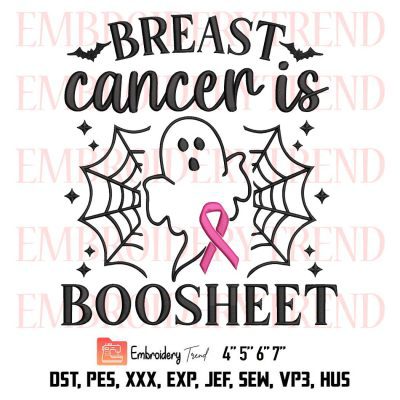 Boo Sheet Breast Cancer Awareness Embroidery, Funny Boo Halloween Embroidery, Embroidery Design File