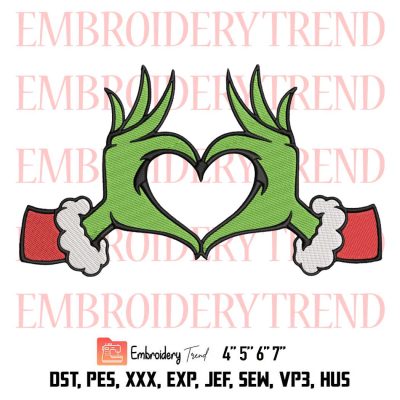 Whoville Heart Hands Embroidery, Funny Santa Christmas Embroidery, Heart Symbol Christmas Embroidery, Embroidery Design File