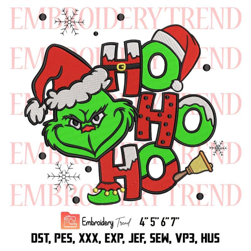 Grinch Santa Ho Ho Ho Christmas Embroidery, Christmas Grinch Embroidery ...