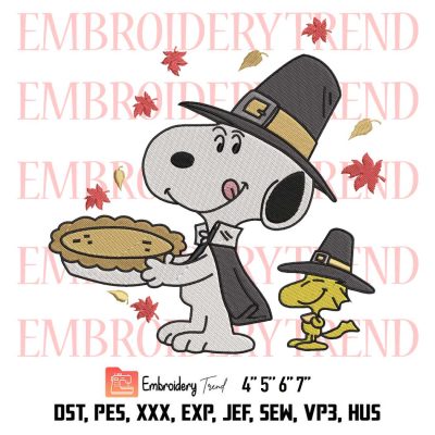 Thanksgiving Snoopy Embroidery, Woodstock Thanksgiving Embroidery, Peanuts Thanksgiving Day Embroidery, Embroidery Design File