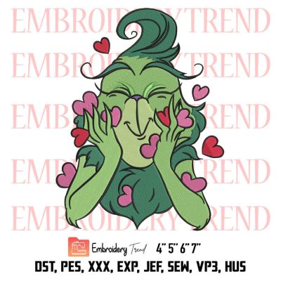The Grinch Valentines Day Embroidery, The Grinch Hearts Christmas Embroidery, Grinch Lovers Embroidery, Embroidery Design File
