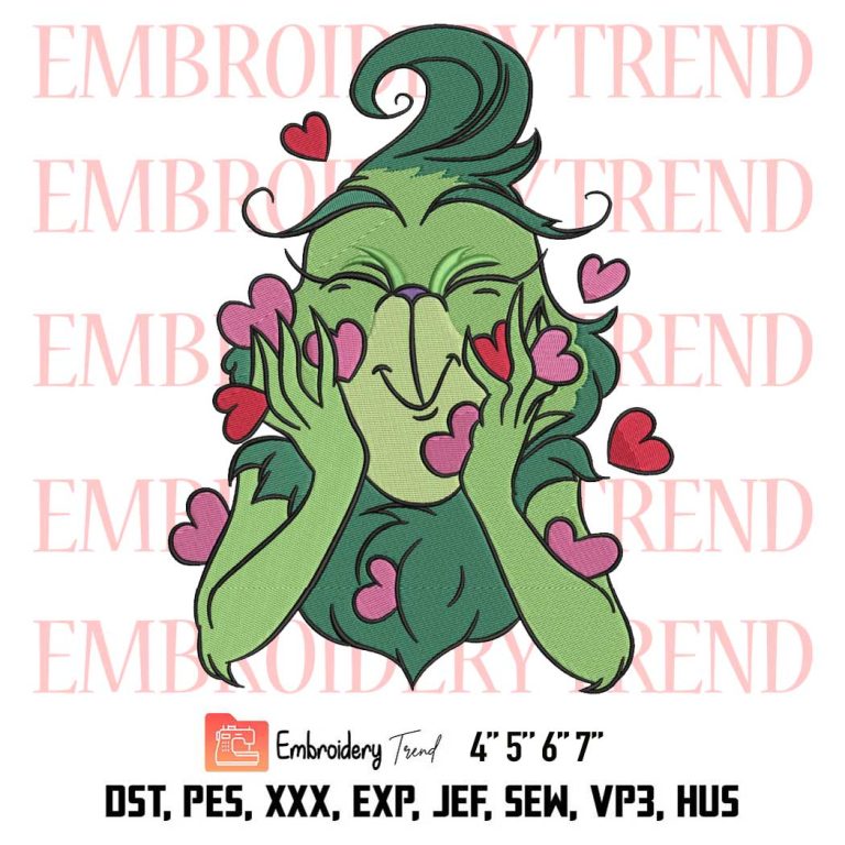 The Grinch Valentines Day Embroidery The Grinch Hearts Christmas Embroidery Grinch Lovers