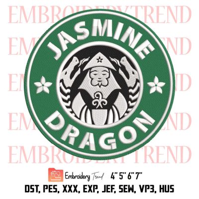 Uncle Iroh Jasmine Dragon Embroidery, Starbucks Coffee Avatar Embroidery, Embroidery Design File