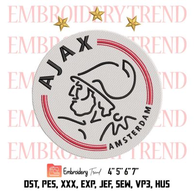 Ajax Logo Football Embroidery, AFC Ajax Amsterdam Embroidery, Football Logo Embroidery, Embroidery Design File