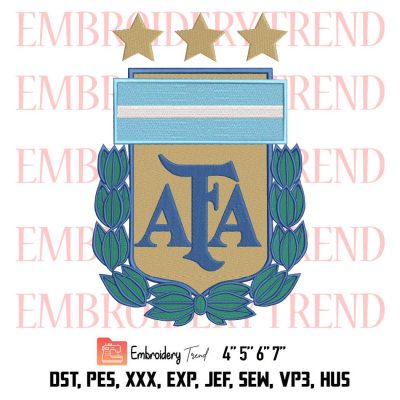 Argentina Football Team Logo Embroidery, Argentina Soccer Embroidery, Sports Embroidery, Embroidery Design File