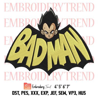 Badman Vegeta Dragon Ball Embroidery, Anime Batman Parody Embroidery, Embroidery Design File
