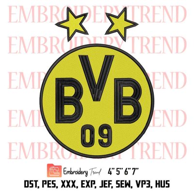 FC Borussia Dortmund Logo Embroidery Design, Football Dortmund Fan Machine Embroidery Digitized Pes Files