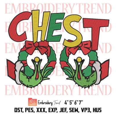 Chest Grinch Hand On Breasts Embroidery, Funny Grinch Christmas Embroidery, Embroidery Design File