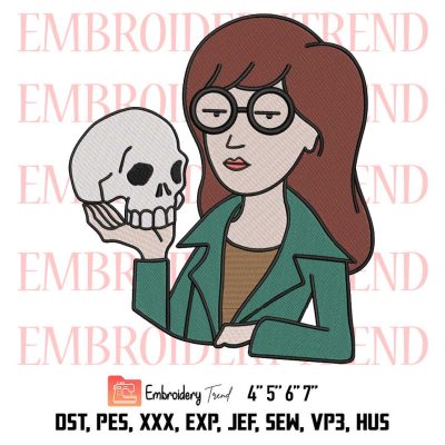 Daria Skull Holder Embroidery, Sick Sad World Embroidery, Daria Embroidery, Embroidery Design File