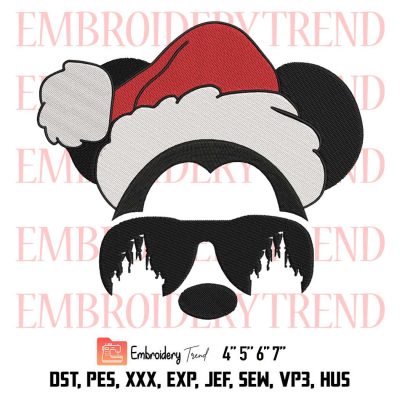 Santa Mickey Mouse Christmas Embroidery, Xmas 2022 Disney Christmas Embroidery, Embroidery Design File