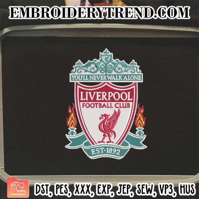 FC Liverpool Logo Embroidery Design, Football Liverpool Fan Machine Embroidery Digitized Pes Files