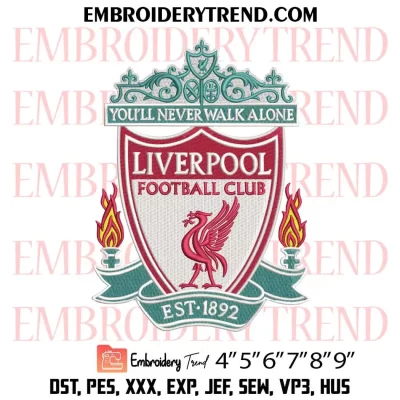 FC Liverpool Logo Embroidery Design, Football Liverpool Fan Machine Embroidery Digitized Pes Files