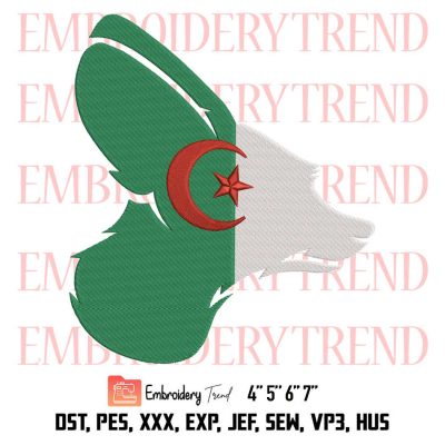 Flag Fennec of Algeria Embroidery, Fennec Gift Embroidery, Embroidery Design File