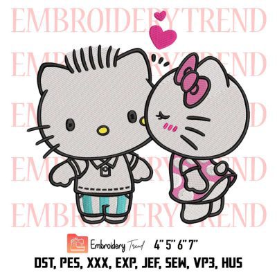 Hello Kitty Valentines Embroidery, Love Gift Embroidery, Valentine's Day Embroidery, Embroidery Design File