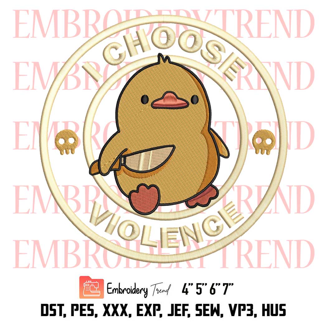 I Choose Violence Embroidery, Funny Duck Embroidery, Angry Duck Embroidery, Embroidery Design File