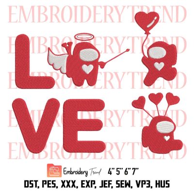 Love Among Us Embroidery, Valentine’s Day Embroidery, Among Us Hearts Couple Gift Embroidery, Embroidery Design File