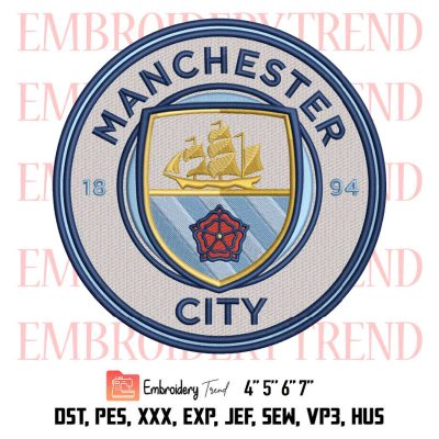 Manchester City 1984 Football Logo Embroidery, Football Embroidery, Sport Embroidery, Embroidery Design File