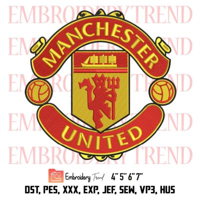 Manchester United Logo Embroidery, Football Embroidery, Sport Embroidery, Embroidery Design File