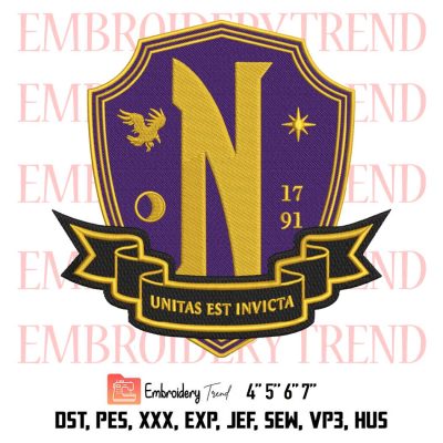 Wednesday Nevermore Academy Embroidery, Nevermore Academy Embroidery, Wednesday Addams Embroidery, Embroidery Design File