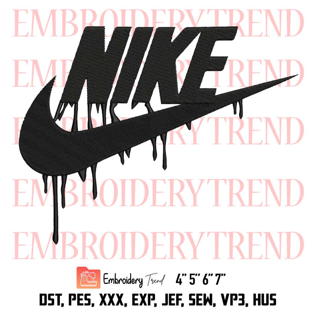 Nike Paint Dripping Embroidery, Logo Nike Embroidery, Brand Embroidery ...