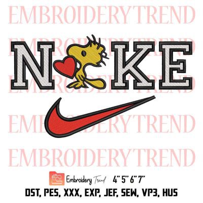 Nike Woodstock Disney Embroidery, Snoopy And Woodstock Embroidery, Logo Nike Embroidery, Embroidery Design File