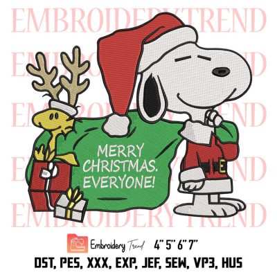 Merry Christmas Everyone Embroidery, Snoopy And Woodstock Christmas Embroidery, Embroidery Design File