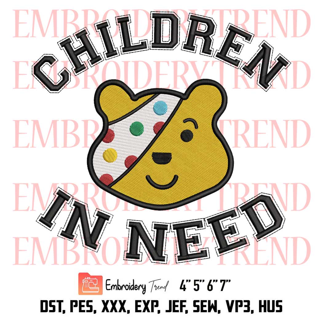 Children In Need Pudsey Bear Embroidery, BBC Embroidery, Trending Embroidery, Embroidery Design File