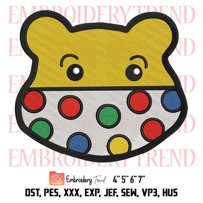 Pudsey Bear Embroidery, Children In Need Embroidery, BBC Embroidery, Embroidery Design File