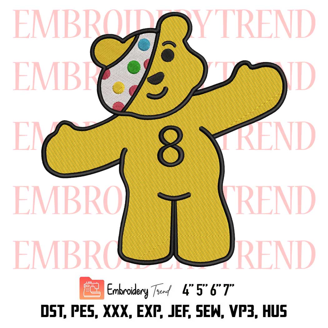 Children In Need Embroidery, Pudsey Bear Embroidery, BBC Embroidery, Embroidery Design File