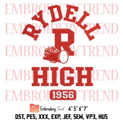 Rydell High 1956 Embroidery, Rydell High School Logo Embroidery, Embroidery Design File