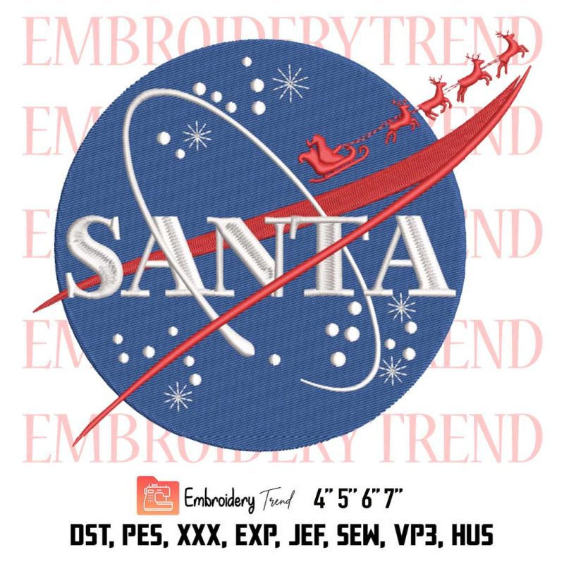 Santa Parody NASA Merry Christmas Embroidery, Nasa Space Embroidery