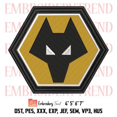 Wolverhampt Wanderers FC Logo Embroidery, Football Embroidery, Sport Embroidery, Embroidery Design File