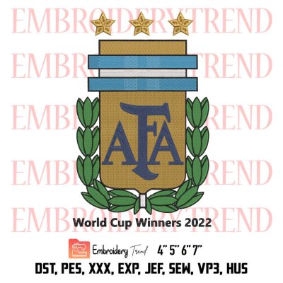 Argentina Football World Cup 2022 Embroidery, AFA Football Embroidery, Sport Embroidery, Embroidery Design File