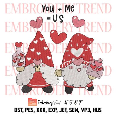 Gnomes Holding Hand In Love Embroidery, Valentine Gnome Embroidery, Valentine’s Day Embroidery, Embroidery Design File