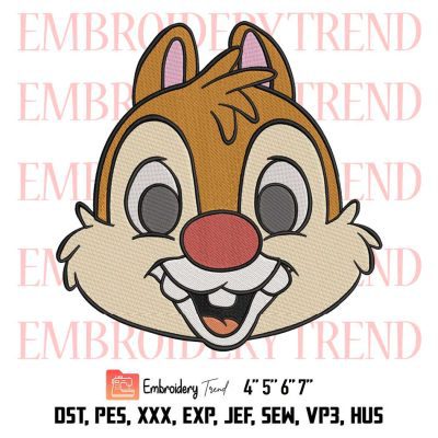 Dale Face Cute Disney Embroidery, Chip and Dale Embroidery, Rescue Rangers Embroidery, Embroidery Design File