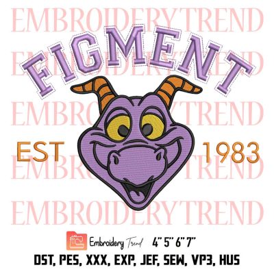 Figment Est 1983 Embroidery, Figment Head Embroidery, Epcot Embroidery, One Little Spark Embroidery, Embroidery Design File