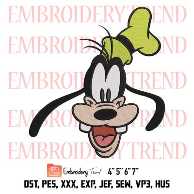Goofy Face Funny Embroidery, Disney Goofy Embroidery, Embroidery Design File