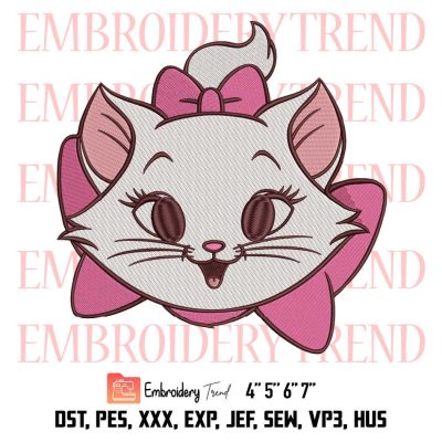 Marie Cat Embroidery, Disney Marie Aristocats Embroidery, Embroidery Design File