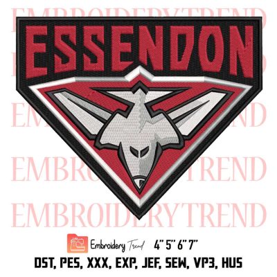Essendon Football Club Embroidery, Essendon Bombers Embroidery, AFL Football Embroidery, Embroidery Design File