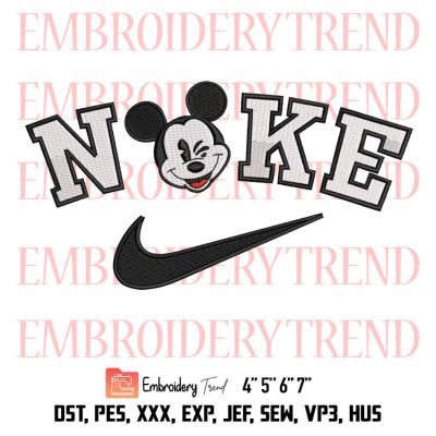 Nike Mickey Mouse Embroidery, Mickey Mouse Face Embroidery, Disney Embroidery, Embroidery Design File