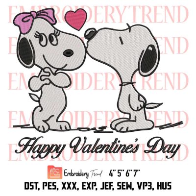 Happy Valentine's Day Embroidery, Snoopy Valentine Embroidery, Snoopy Cute Couple Gift Embroidery, Embroidery Design File