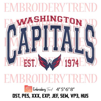 Washington Capitals Est. 1974 Embroidery, Hockey NHL Embroidery, Embroidery Design File